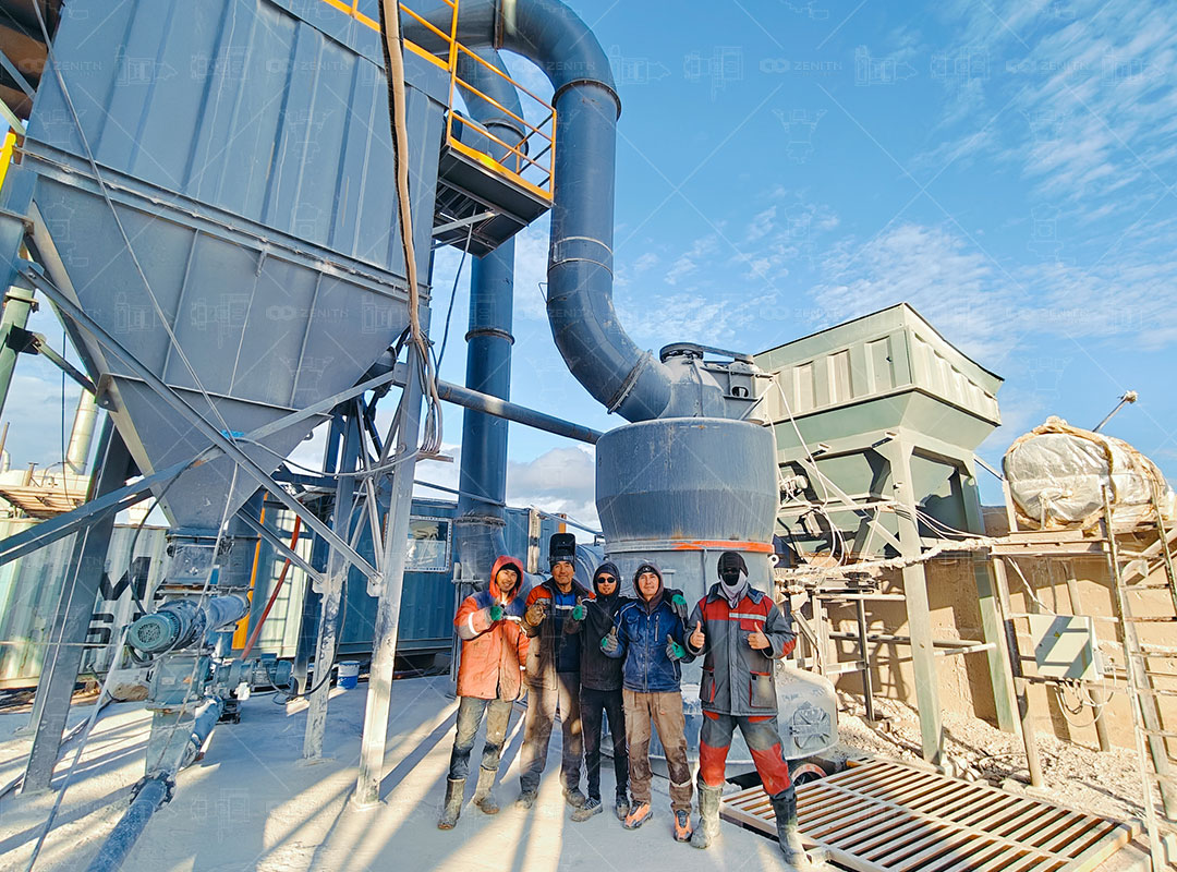 Coal gangue processing facility in Inner Mongolia showing raw material and finished powder